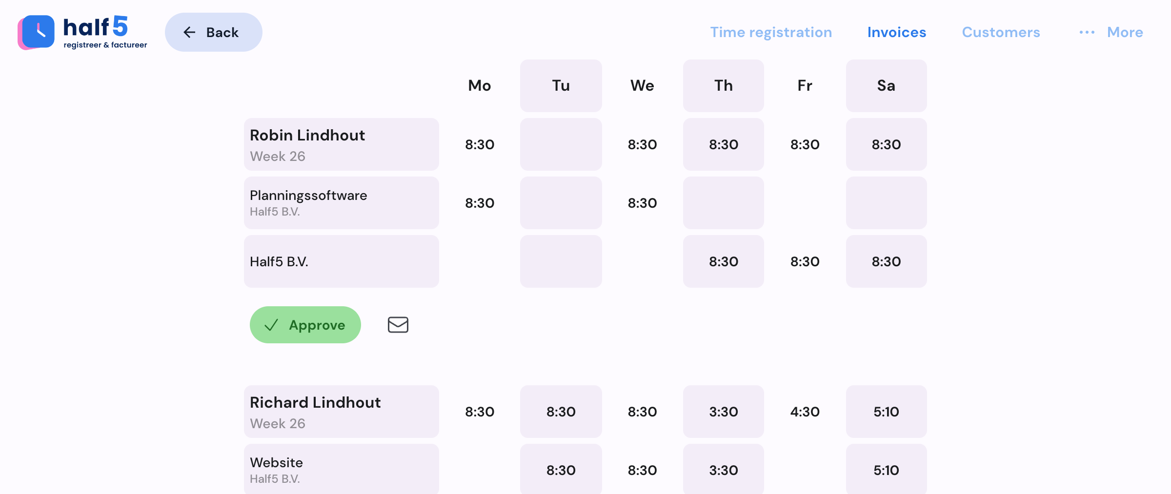 Half5 approval workflow for installation teams