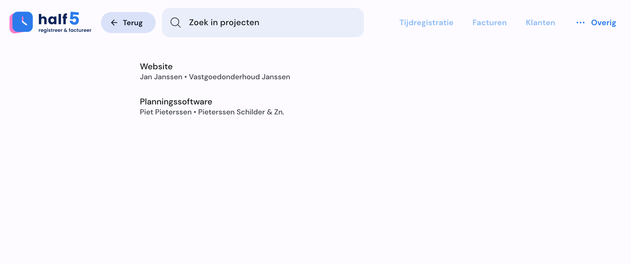 Half5 projectoverzicht voor engineeringteams