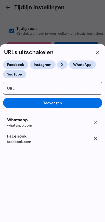 URL's uitschakelen voor tijdlijnsuggesties